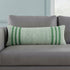14" X 36" Green And White Lumbar Striped Cotton Blend Throw Pillow Cover