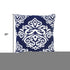 20" Blue And White Medallion Cotton Blend Throw Pillow Cover