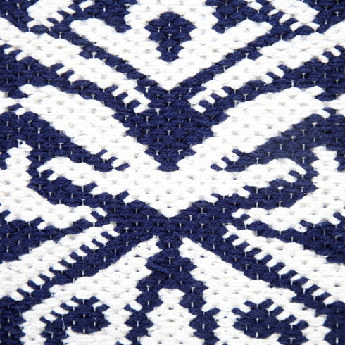 20" Blue And White Medallion Cotton Blend Throw Pillow Cover