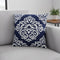 20" Blue And White Medallion Cotton Blend Throw Pillow Cover