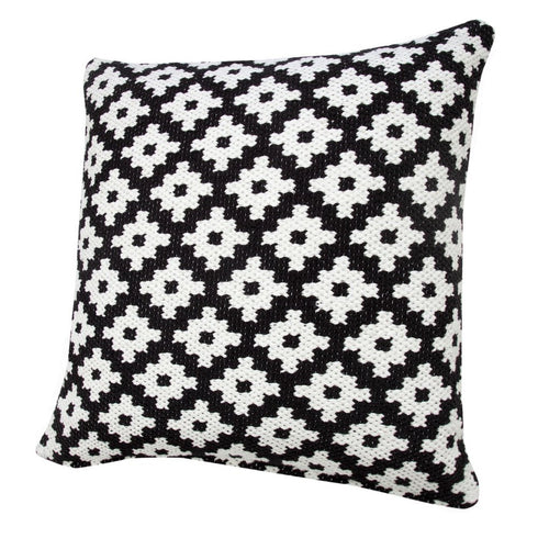 20" Black And White Diamond Cotton Blend Throw Pillow Cover