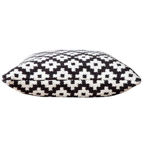 20" Black And White Diamond Cotton Blend Throw Pillow Cover
