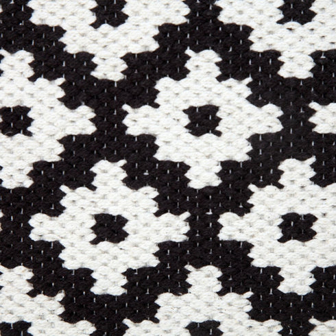 20" Black And White Diamond Cotton Blend Throw Pillow Cover