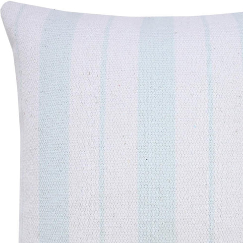 20" Blue And White Beach Striped Cotton Throw Pillow Cover