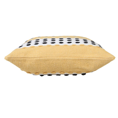 20" Yellow And Black Striped Cotton Throw Pillow Cover