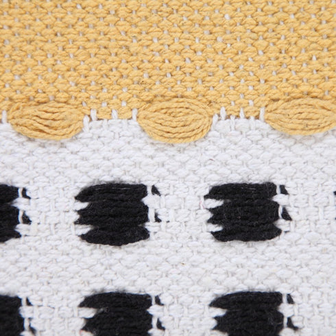 20" Yellow And Black Striped Cotton Throw Pillow Cover