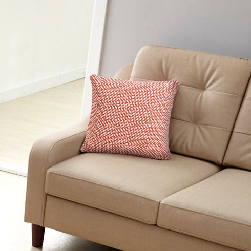 20" Orange And White Diamond Cotton Throw Pillow Cover