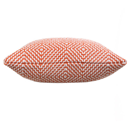 20" Orange And White Diamond Cotton Throw Pillow Cover