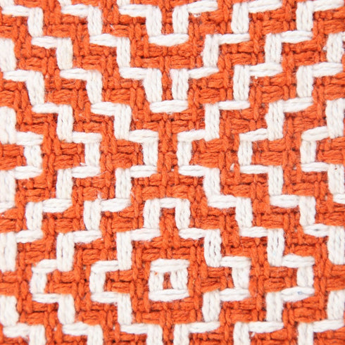 20" Orange And White Diamond Cotton Throw Pillow Cover