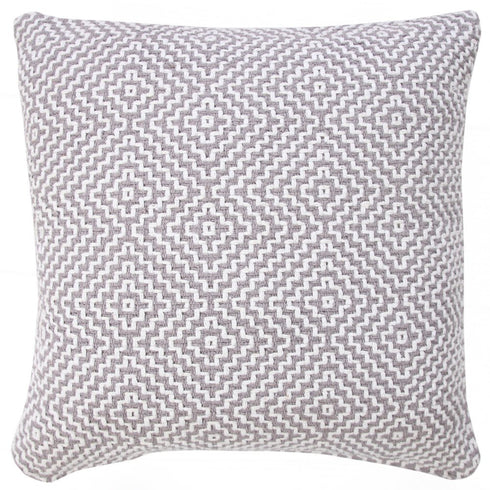 20" Gray And White Diamond Cotton Throw Pillow Cover