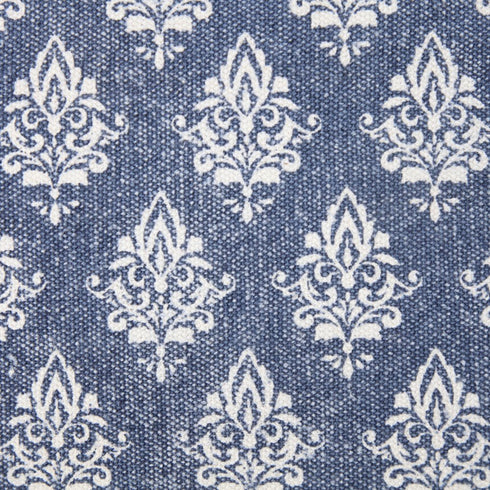 14" X 36" Blue And White Lumbar Damask Cotton Throw Pillow Cover