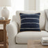 20" Navy Blue And White Beach Striped Cotton Blend Throw Pillow Cover