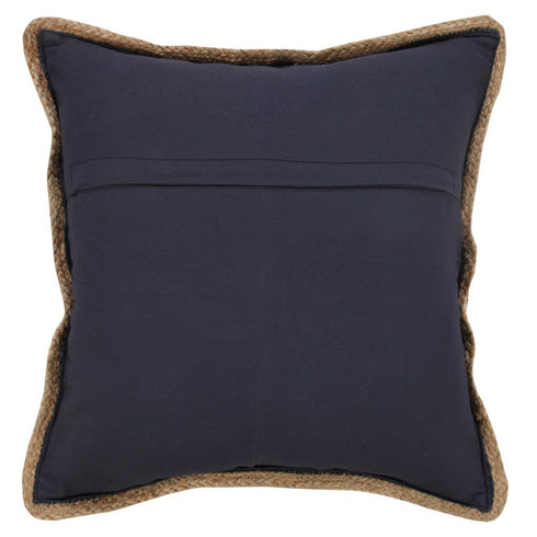 20" Navy Blue And White Beach Striped Cotton Blend Throw Pillow Cover