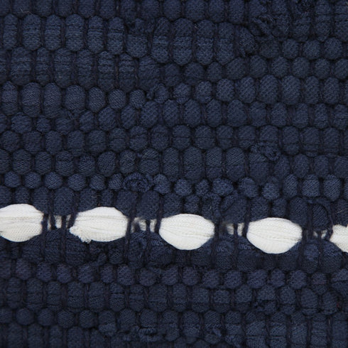 20" Navy Blue And White Beach Striped Cotton Blend Throw Pillow Cover