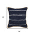 20" Navy Blue And White Beach Striped Cotton Blend Throw Pillow Cover