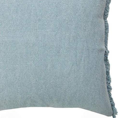 20" Blue Cotton Throw Pillow Cover with Fringe