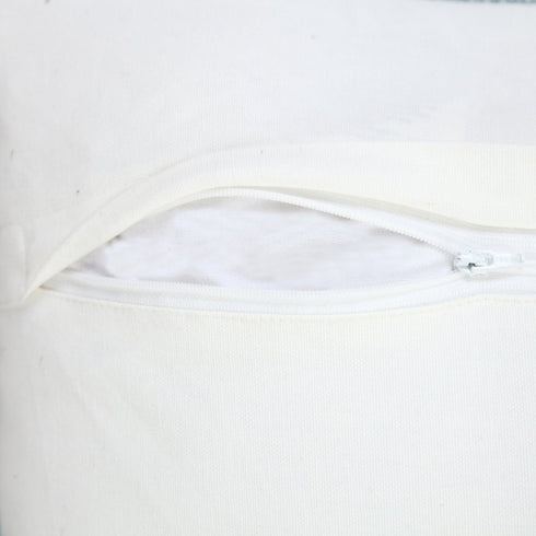 20" Blue Cotton Throw Pillow Cover with Fringe