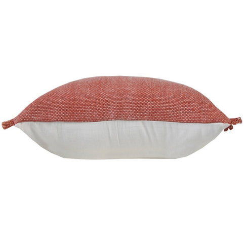 20" Red Cotton Throw Pillow Cover with Fringe