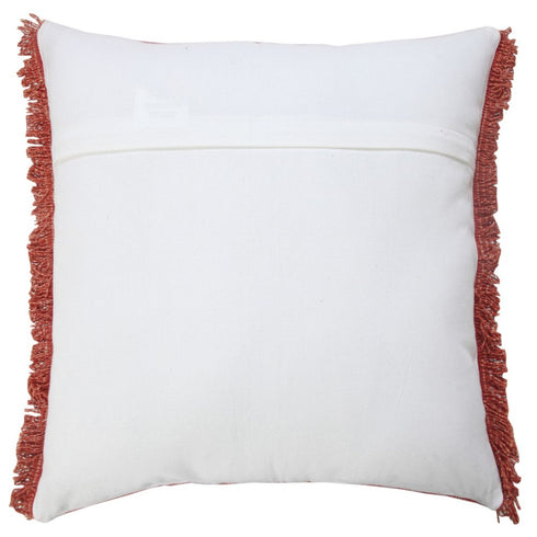 20" Red Cotton Throw Pillow Cover with Fringe