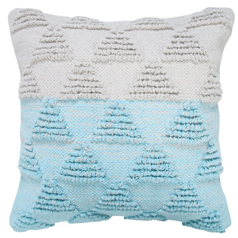 20" Blue And White Geometric Cotton Throw Pillow Cover with Texture
