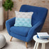 20" Blue And White Geometric Cotton Throw Pillow Cover with Texture