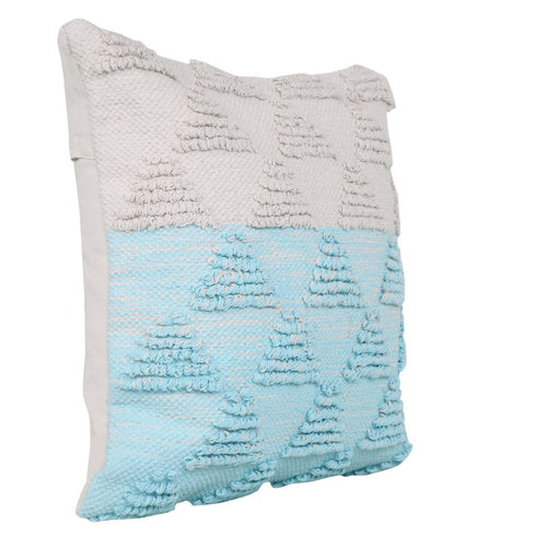 20" Blue And White Geometric Cotton Throw Pillow Cover with Texture
