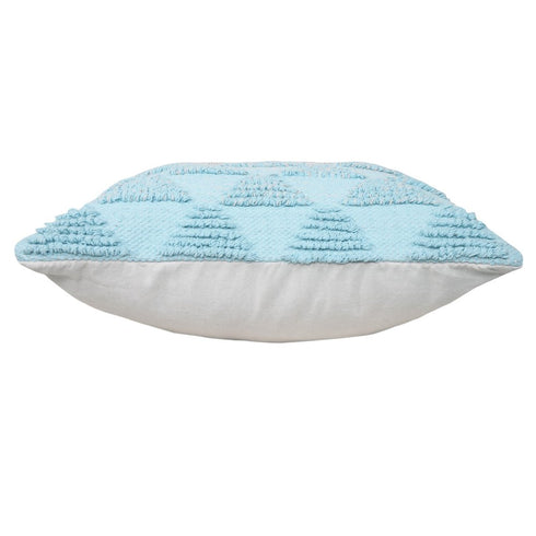 20" Blue And White Geometric Cotton Throw Pillow Cover with Texture