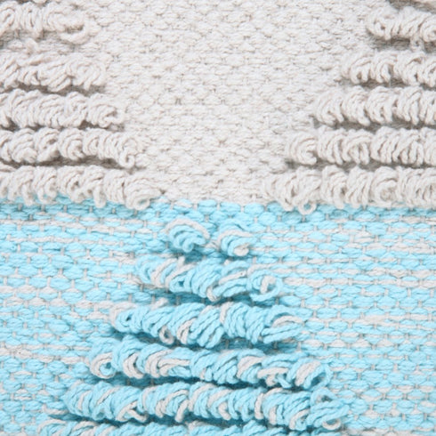 20" Blue And White Geometric Cotton Throw Pillow Cover with Texture