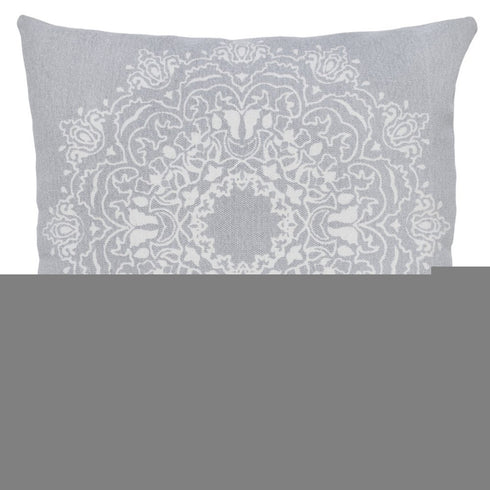 20" Gray And White Medallion Cotton Throw Pillow Cover
