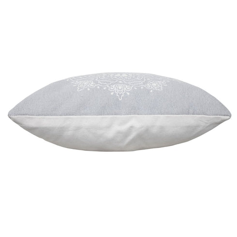 20" Gray And White Medallion Cotton Throw Pillow Cover