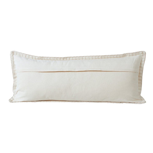 14" X 36" Beige Lumbar Cotton Throw Pillow Cover