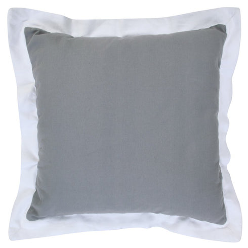 20" Gray And White Color Block Cotton Throw Pillow Cover