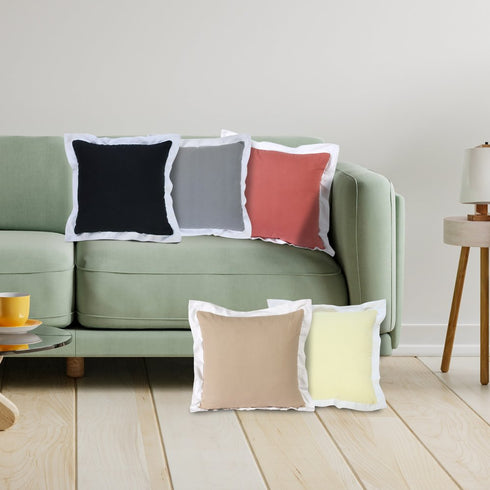20" Gray And White Color Block Cotton Throw Pillow Cover
