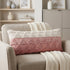 14" X 36" Pink And White Lumbar Geometric Cotton Throw Pillow Cover with Texture