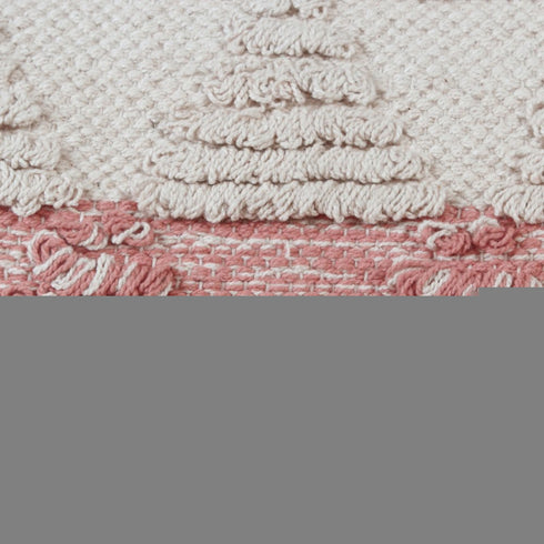 14" X 36" Pink And White Lumbar Geometric Cotton Throw Pillow Cover with Texture