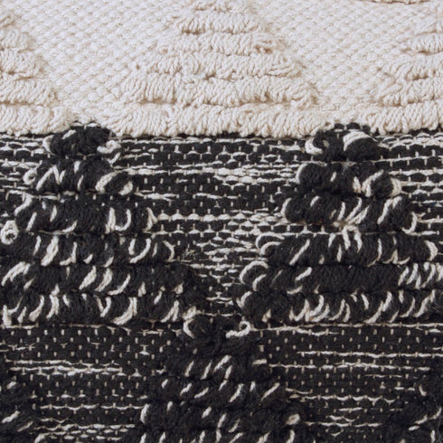 14" X 36" Black And White Lumbar Geometric Cotton Throw Pillow Cover with Texture