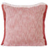 20" Red And White Color Block Cotton Throw Pillow Cover with Fringe