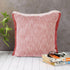 20" Red And White Color Block Cotton Throw Pillow Cover with Fringe