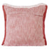 20" Red And White Color Block Cotton Throw Pillow Cover with Fringe