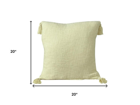 20" Yellow Cotton Throw Pillow Cover