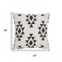20" Black And White Geometric Recycled Poly Linen Throw Pillow Cover