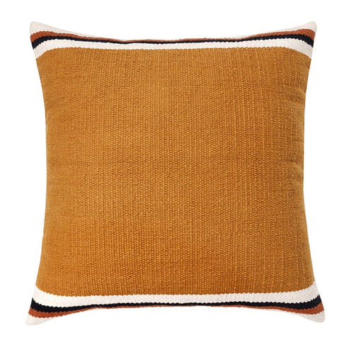 20" Orange White And Black Striped Cotton Throw Pillow Cover