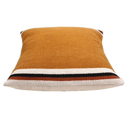 20" Orange White And Black Striped Cotton Throw Pillow Cover