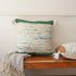 18" Green Cream And Blue Color Block Cotton Throw Pillow Cover with Tassels