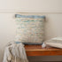 20" Light Blue And Cream Color Block Cotton Throw Pillow Cover with Tassels