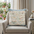 20" Light Blue And Cream Color Block Cotton Throw Pillow Cover with Tassels