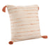 20" Ivory And Orange Striped Cotton Blend Throw Pillow Cover with Tassels