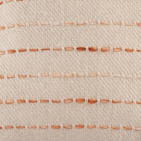 20" Ivory And Orange Striped Cotton Blend Throw Pillow Cover with Tassels