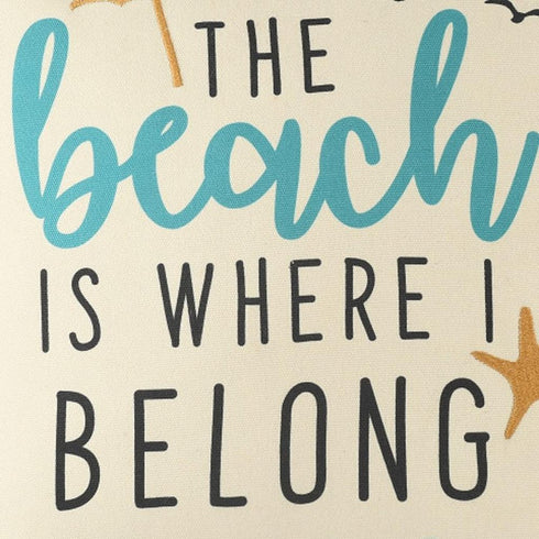 20" Beige And Orange The Beach Is Where I Belong Beach Throw Pillow Cover