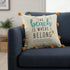 20" Beige And Orange The Beach Is Where I Belong Beach Throw Pillow Cover
